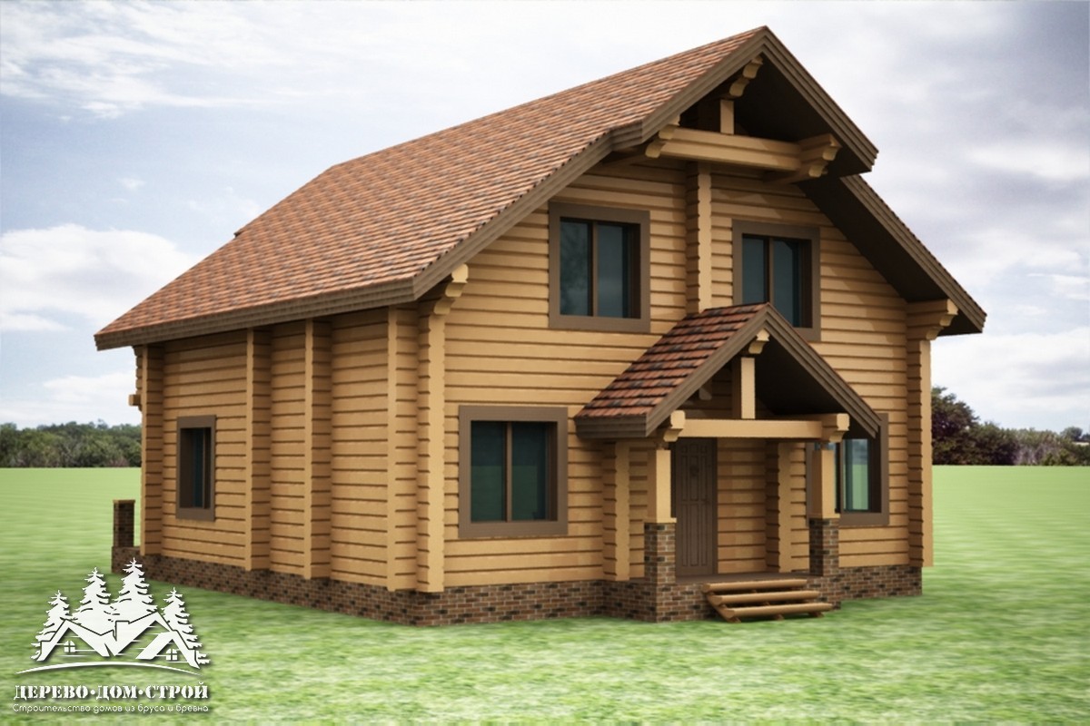 Проект одноэтажного деревянного  дома с мансардой и террасой из бруса – ДПБ 342