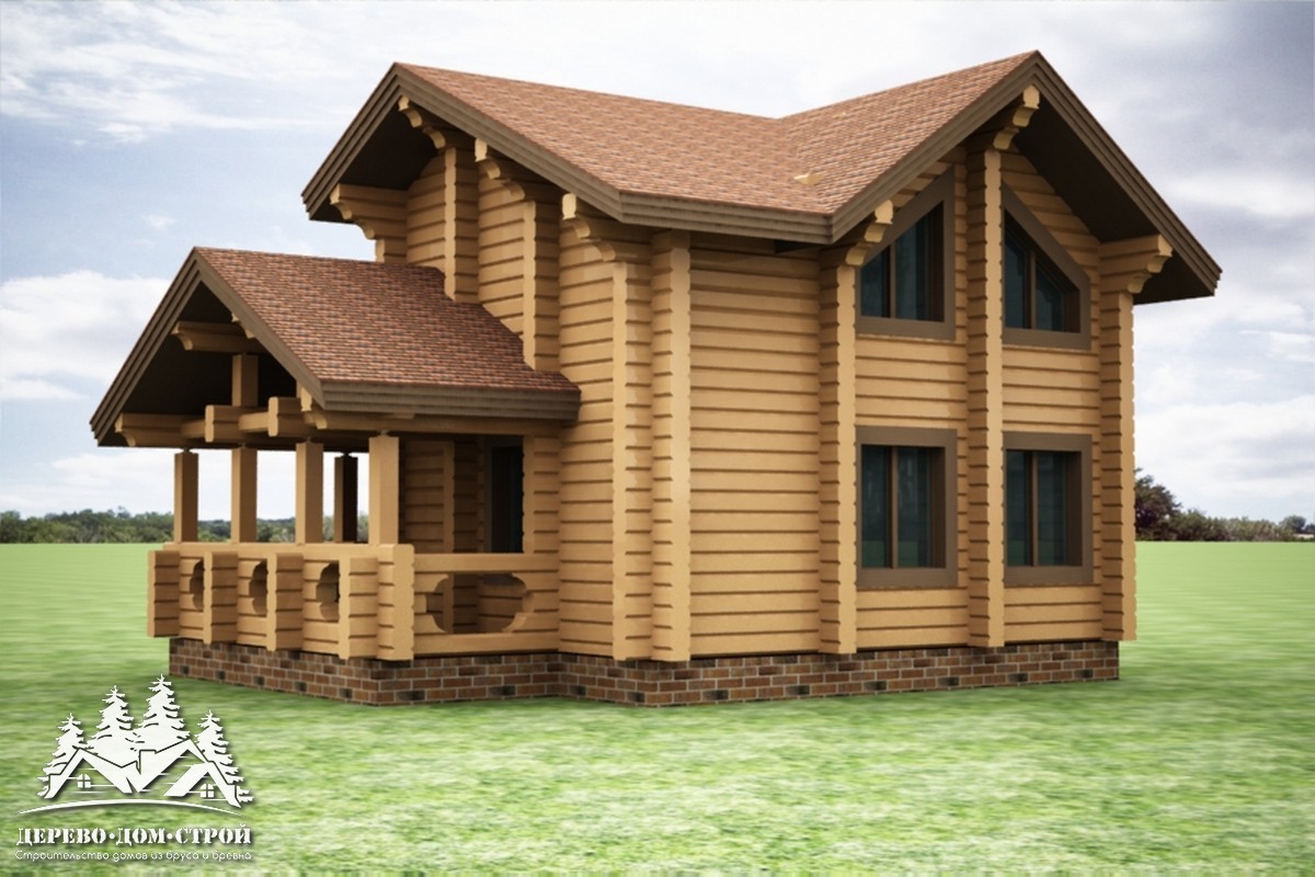 Проект одноэтажного деревянного  дома с мансардой и террасой из бруса – ДПБ 335