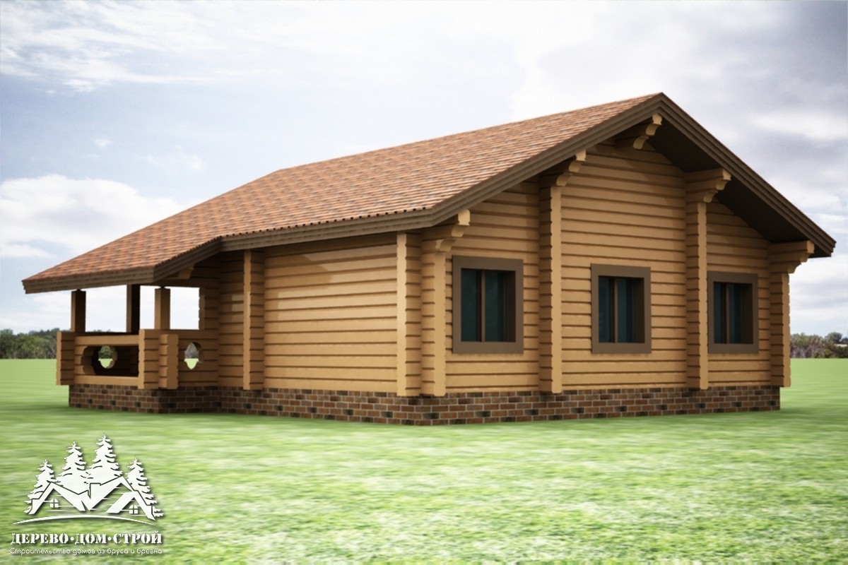 Проект одноэтажного деревянного  дома с террасой  из бруса – ДПБ 336