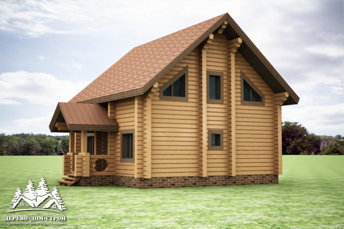 Проект одноэтажного деревянного  дома с мансардой и террасой  из бруса – ДБС 337