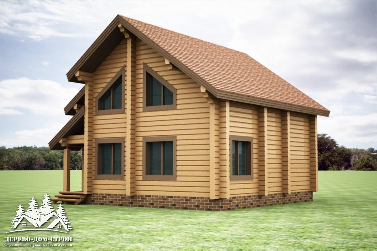 Проект одноэтажного деревянного  дома с мансардой и террасой из бруса – ДПБ 338