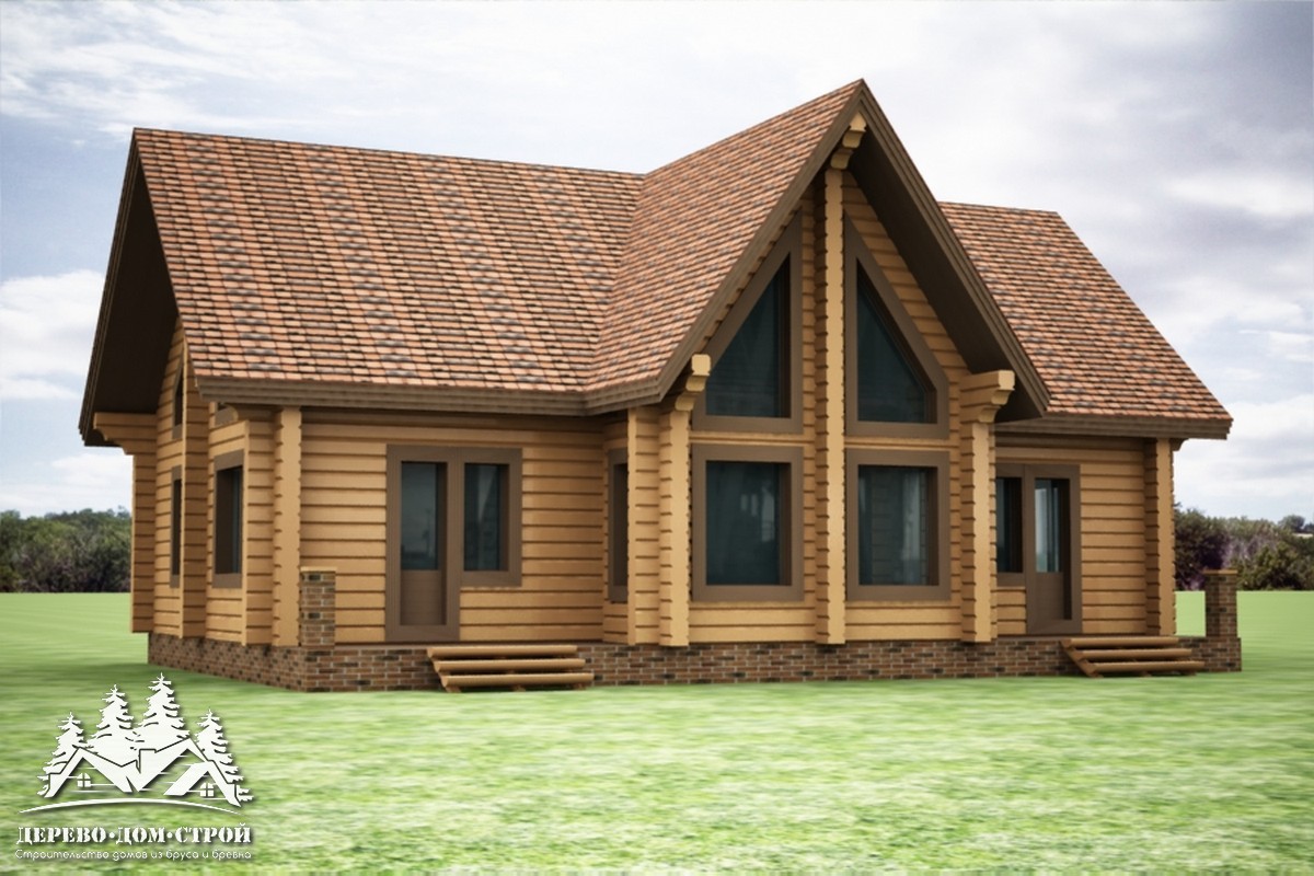 Проект одноэтажного деревянного  дома с террасой из бруса – ДПБ 339