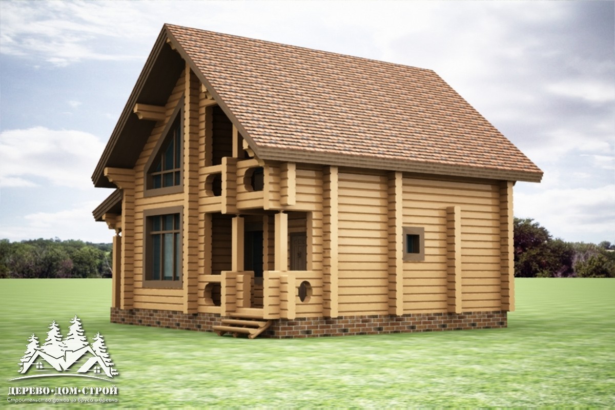Проект одноэтажного деревянного  дома с мансардой и террасой из бруса – ДПБ 341