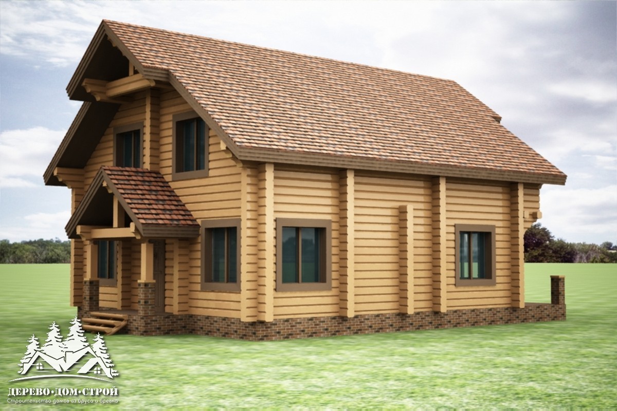 Проект одноэтажного деревянного  дома с мансардой и террасой из бруса – ДПБ 342