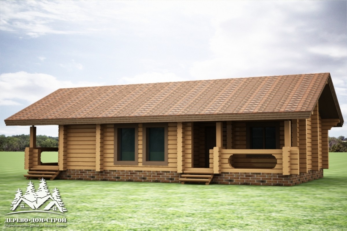 Проект одноэтажного деревянного  дома с террасой  из бруса – ДБС 343