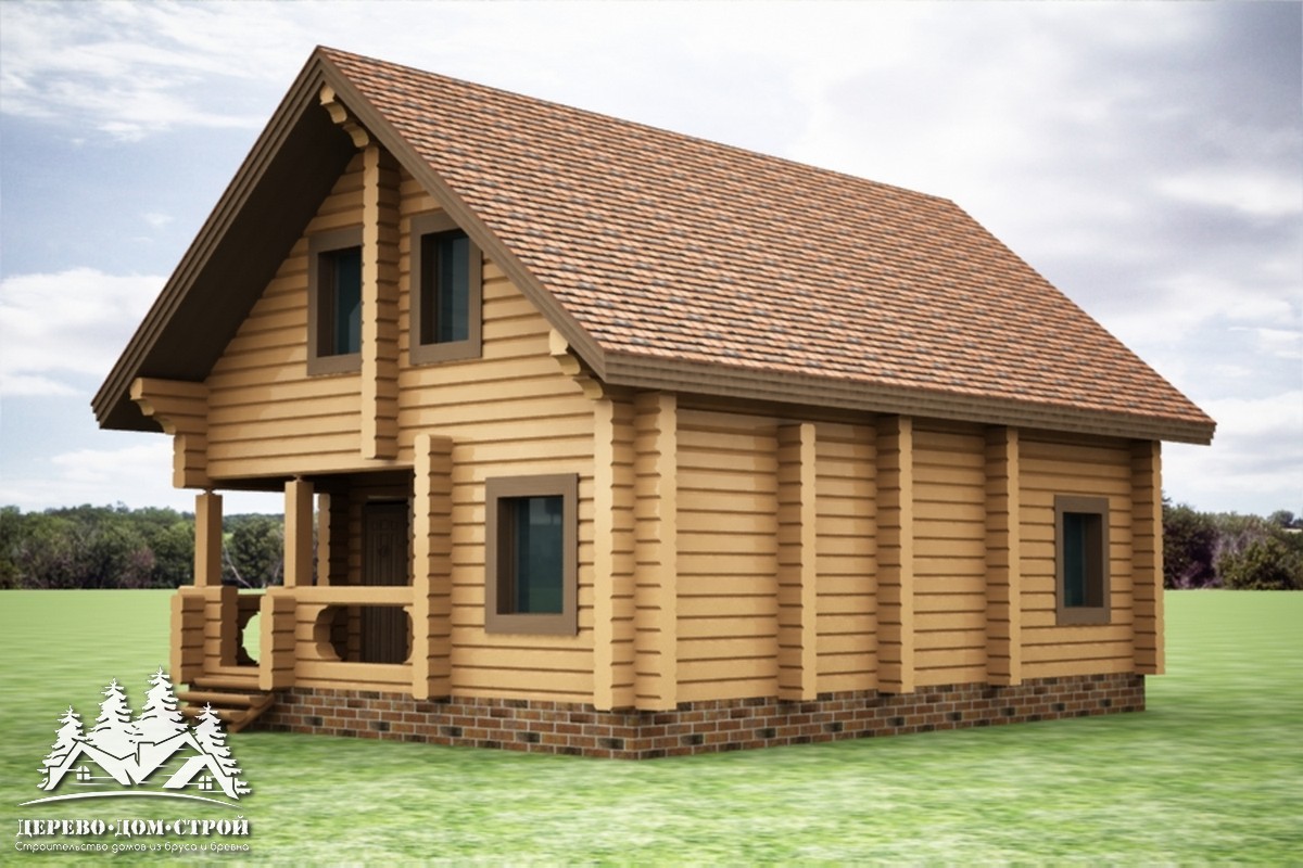 Проект одноэтажного деревянного  дома с мансардой и террасой из бруса – ДПБ 344