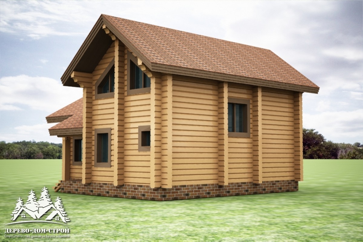 Проект одноэтажного деревянного  дома с мансардой и террасой  из бруса – ДБС 333