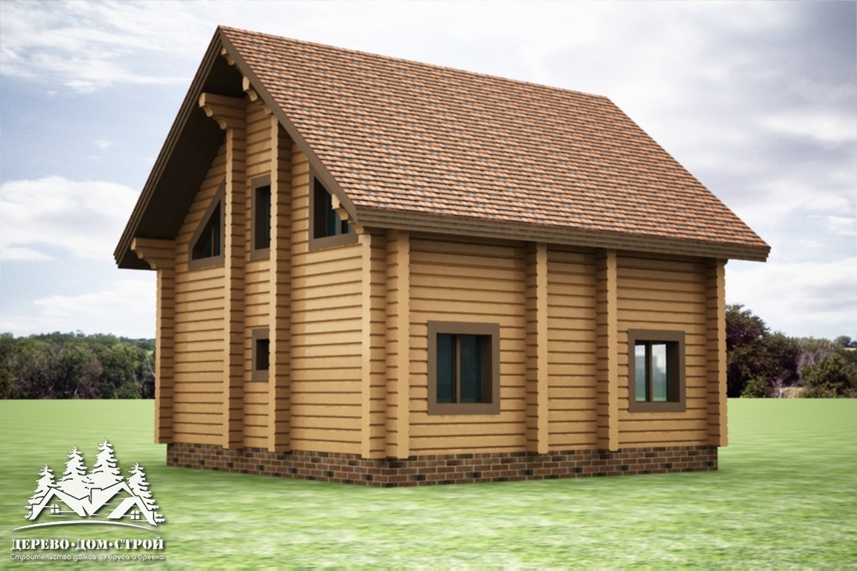 Проект одноэтажного деревянного  дома с мансардой и террасой  из бруса – ДБС 337