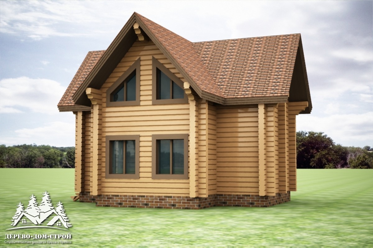 Проект одноэтажного деревянного  дома с мансардой и террасой  из бруса – ДБС 340