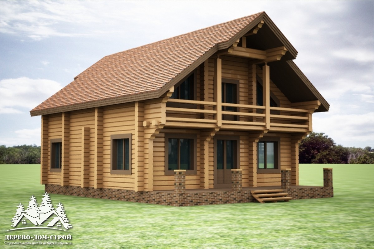 Проект одноэтажного деревянного  дома с мансардой и террасой  из бруса – ДБС 342