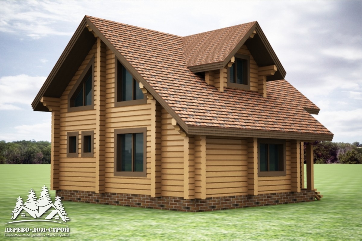 Проект одноэтажного деревянного  дома с мансардой и террасой  из бруса – ДПБ 331