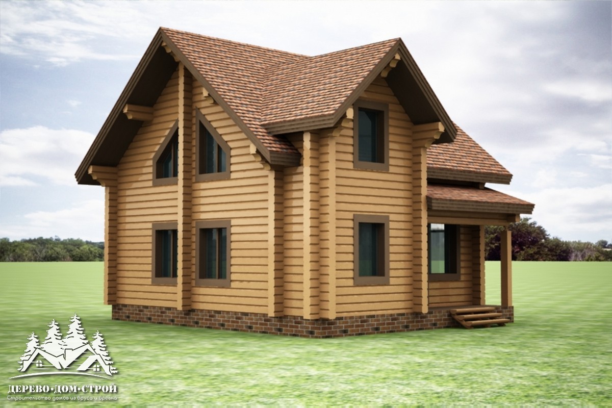 Проект одноэтажного деревянного  дома с мансардой и террасой  из бруса – ДБС 341