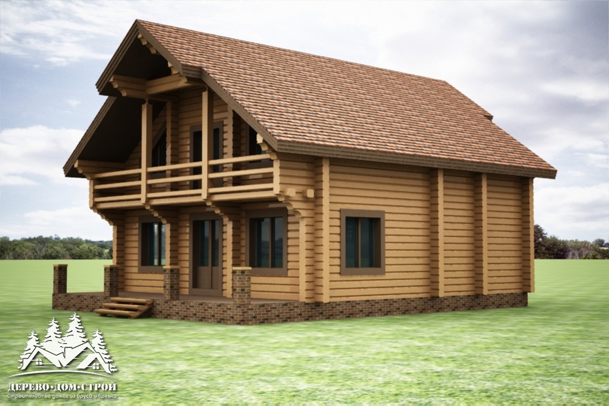 Проект одноэтажного деревянного  дома с мансардой и террасой  из бруса – ДБС 342