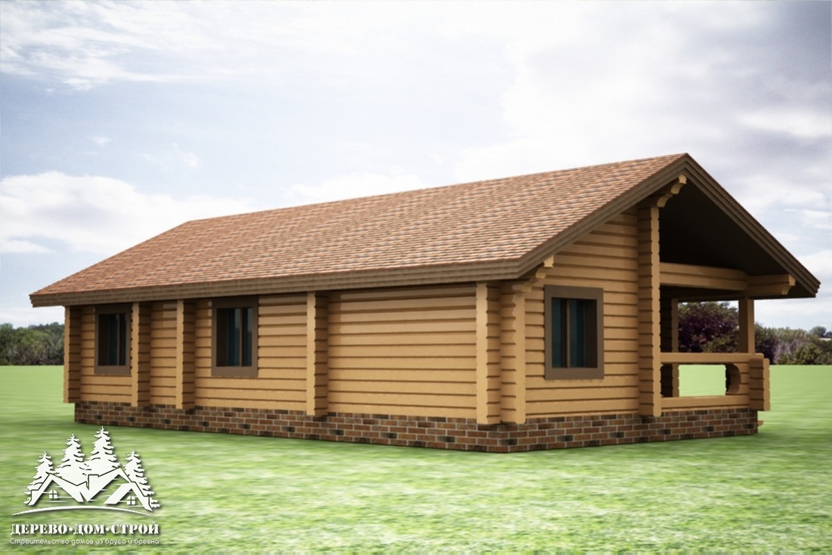 Проект одноэтажного деревянного  дома с террасой из бруса – ДПБ 343