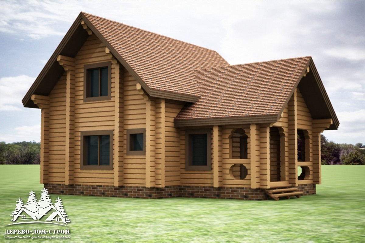 Проект одноэтажного деревянного  дома с мансардой и террасой  из бруса – ДБС 345