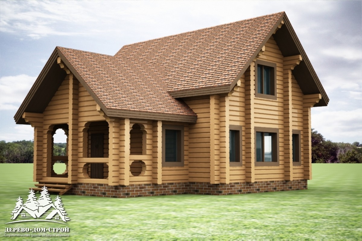 Проект одноэтажного деревянного  дома с мансардой и террасой из бруса – ДПБ 345