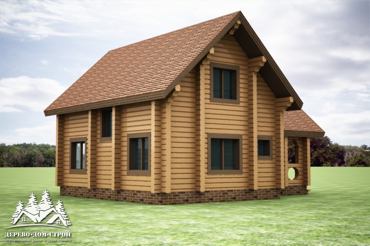 Проект одноэтажного деревянного  дома с мансардой и террасой  из бруса – ДБС 345