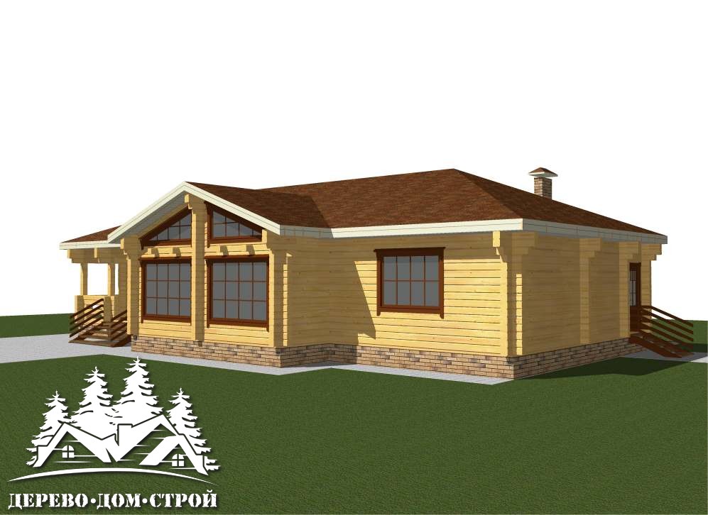 Проект одноэтажного деревянного  дома с террасой  из бруса – ДБС 393