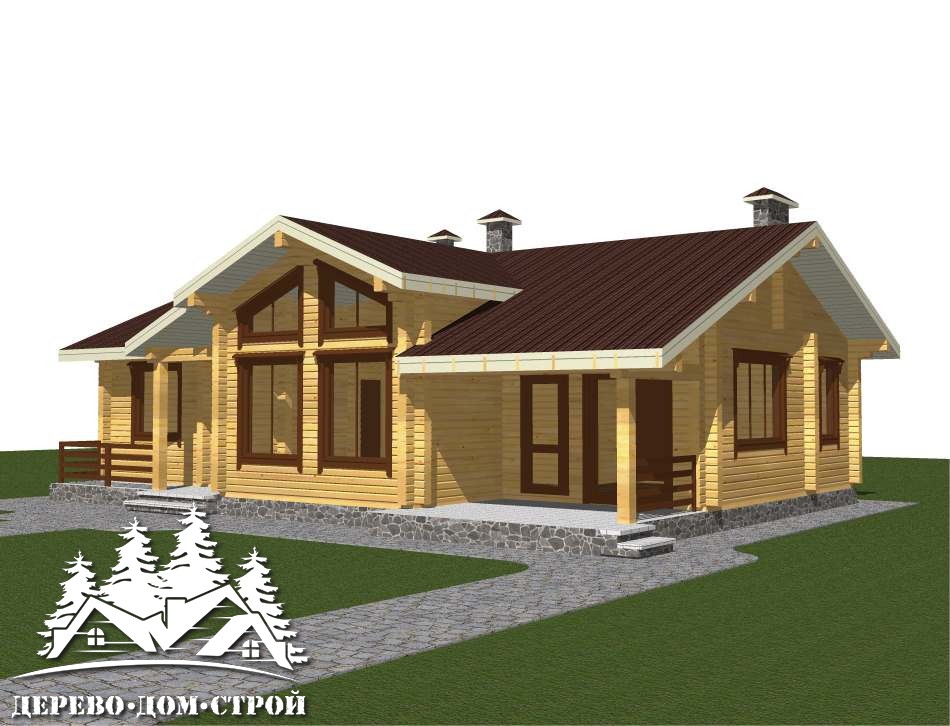 Проект одноэтажного деревянного  дома с террасой  из бруса – ДБС 397