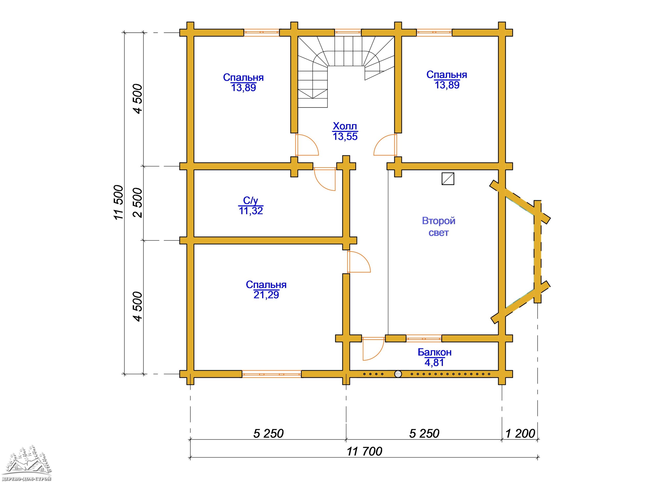Проект одноэтажного деревянного  дома с мансардой и террасой  из бруса – ДБС 387