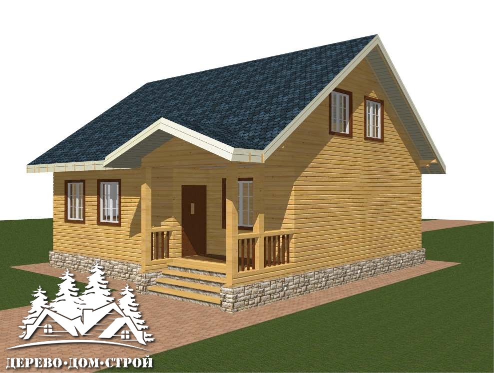 Проект одноэтажного деревянного дома с мансардой из бруса – ДПБ 382
