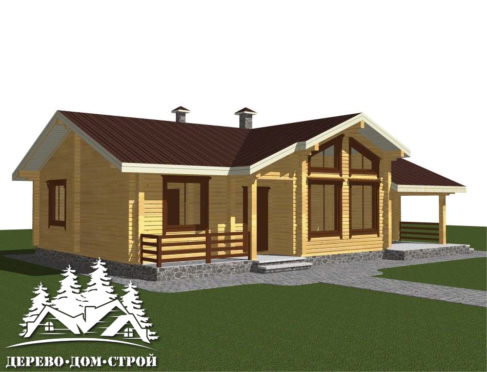Проект одноэтажного деревянного дома с террасой из бруса – ДПБ 397