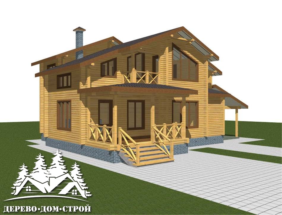 Проект одноэтажного деревянного дома с мансардой и террасой из бруса – ДПБ 399