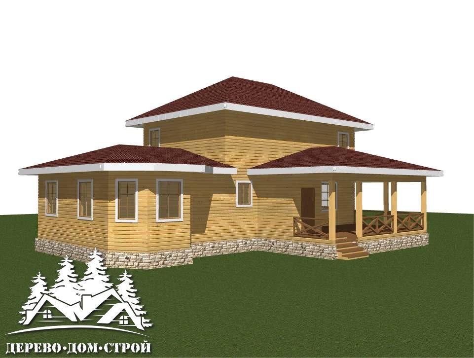 Проект одноэтажного деревянного дома с мансардой и террасой  из бруса – ДПБ 383