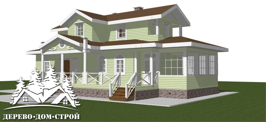 Проект одноэтажного деревянного  дома с мансардой и верандой  из бруса – ДБС 401