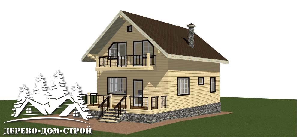 Проект одноэтажного деревянного дома с мансардой и террасой из бруса – ДПБ 403