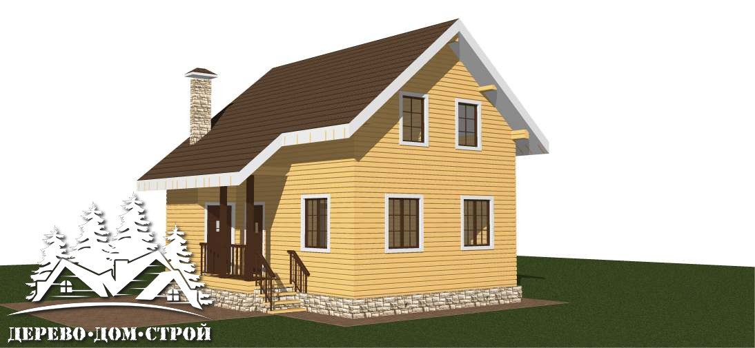 Проект одноэтажного деревянного  дома с мансардой из бруса – ДБС 404