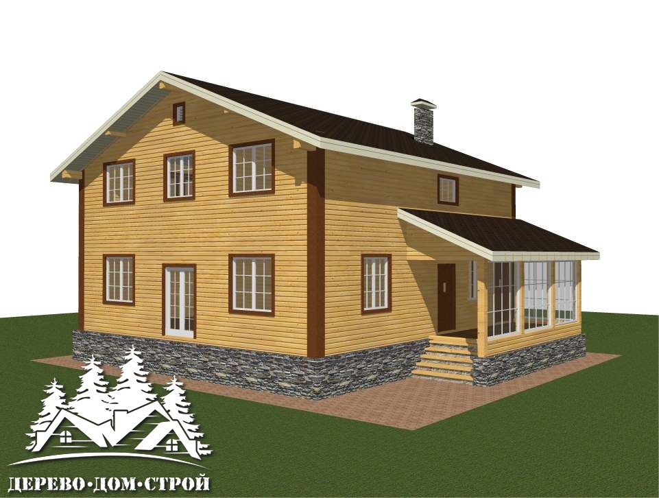 Проект одноэтажного деревянного дома с верандой из бруса – ДПБ 388