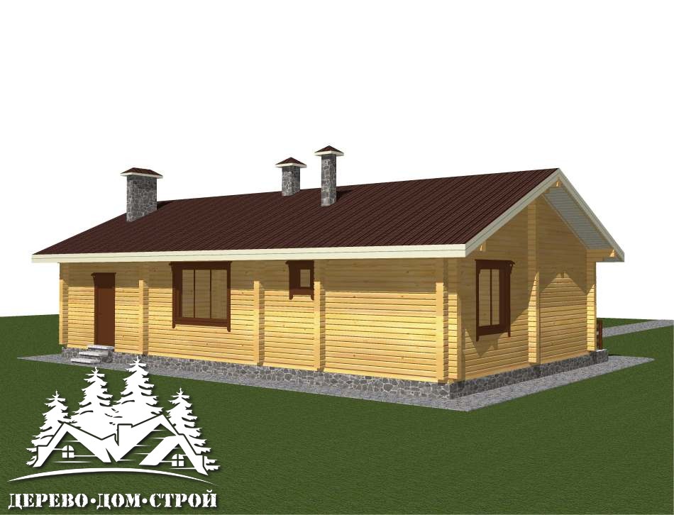 Проект одноэтажного деревянного  дома с террасой  из бруса – ДБС 397