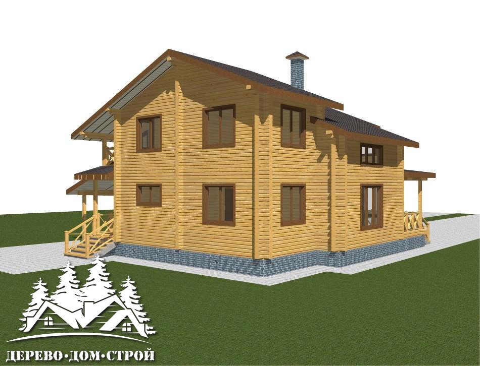 Проект одноэтажного деревянного  дома с мансардой и террасой  из бруса – ДБС 399
