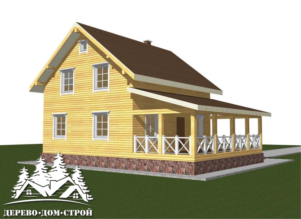Проект одноэтажного деревянного дома с мансардой и террасой из бруса – ДПБ 408