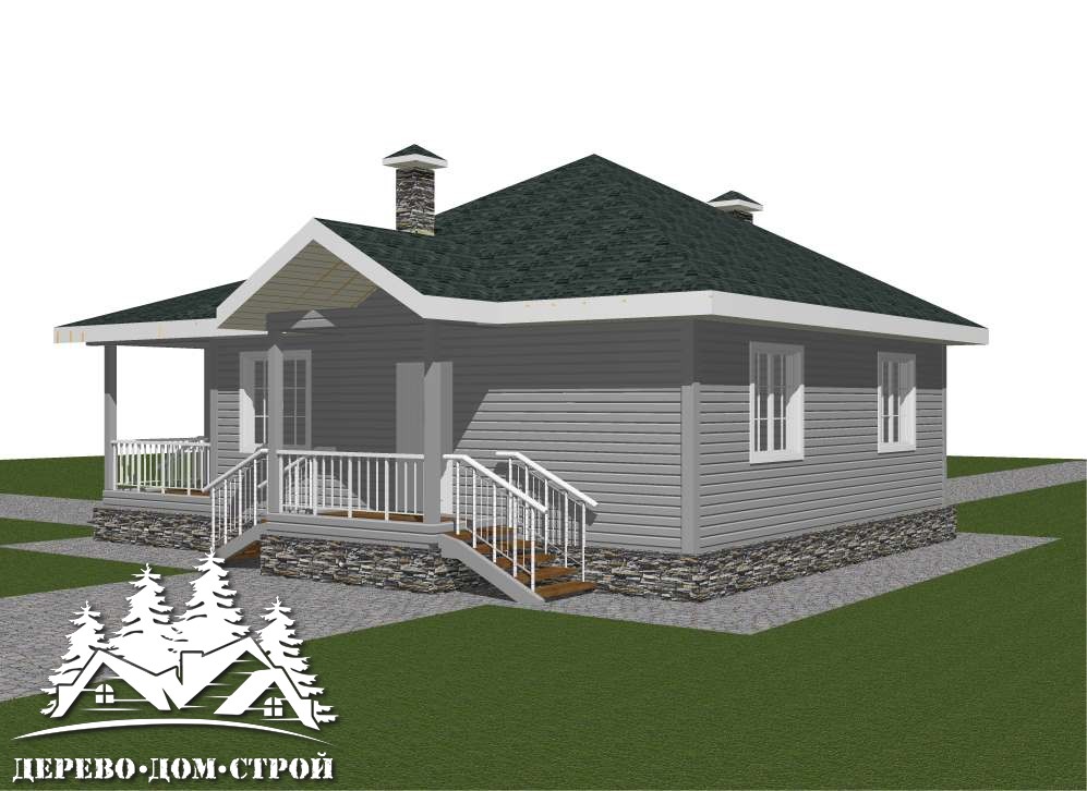 Проект одноэтажного деревянного дома с террасой  из бруса – ДПБ 392