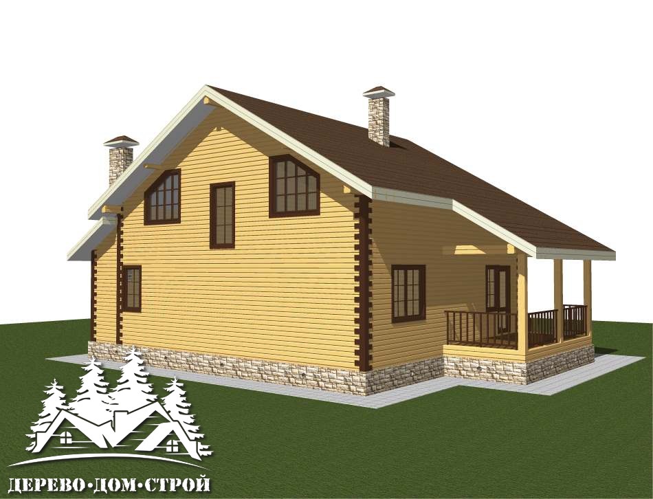 Проект одноэтажного деревянного дома с мансардой и террасой из бруса – ДПБ 394
