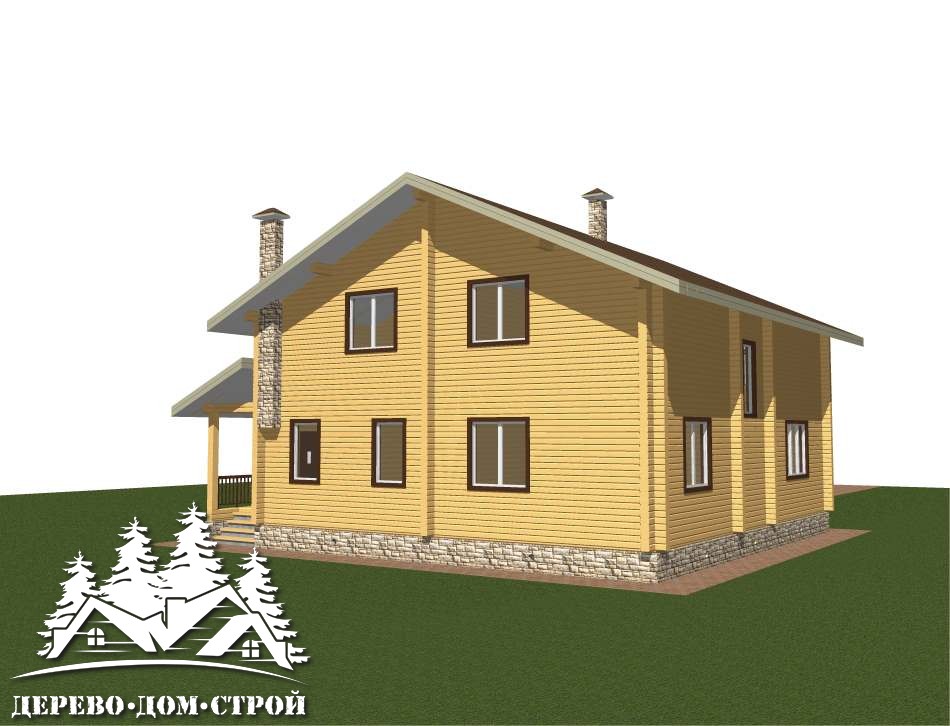 Проект одноэтажного деревянного  дома с мансардой и террасой  из бруса – ДБС 396