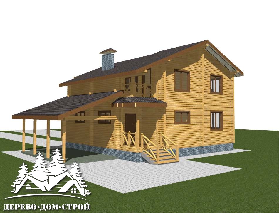 Проект одноэтажного деревянного  дома с мансардой и террасой  из бруса – ДБС 399