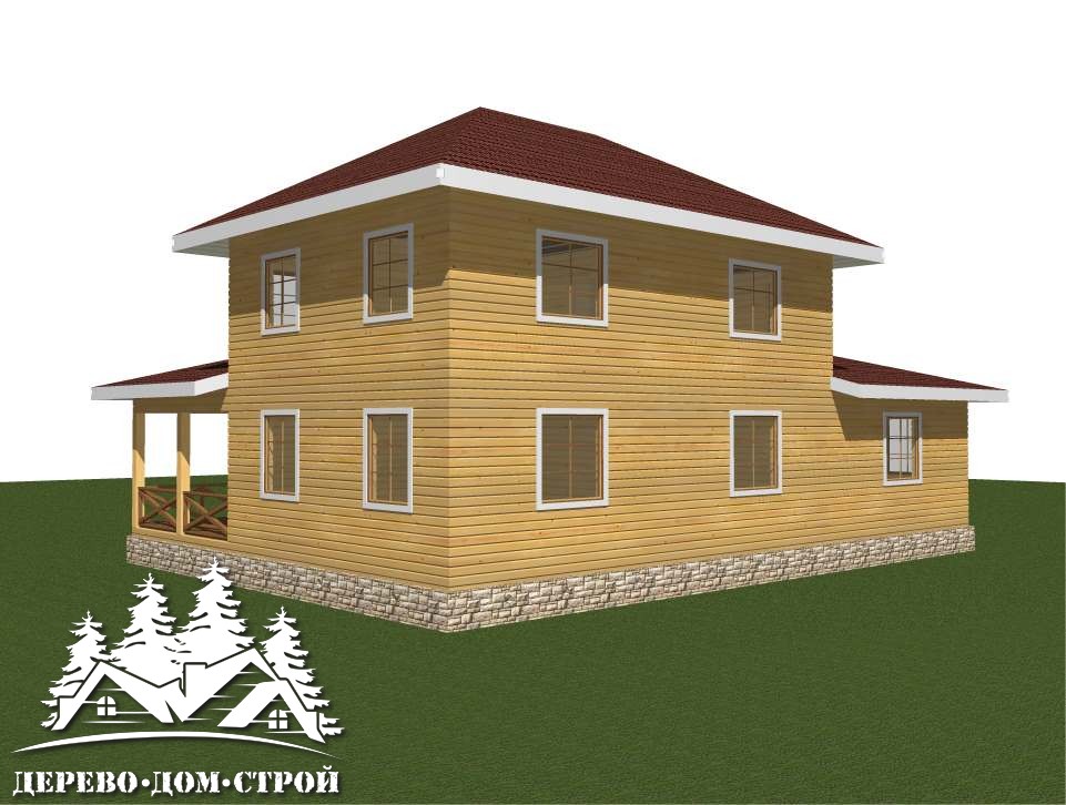 Проект одноэтажного деревянного дома с мансардой и террасой  из бруса – ДПБ 383