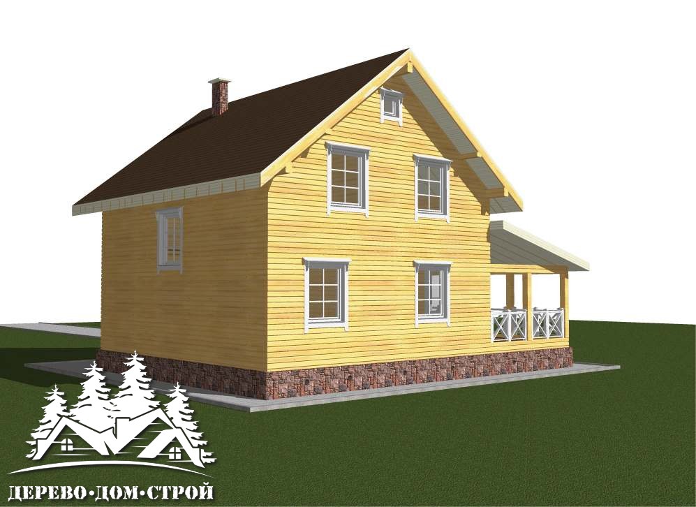 Проект одноэтажного деревянного дома с мансардой и террасой из бруса – ДПБ 408