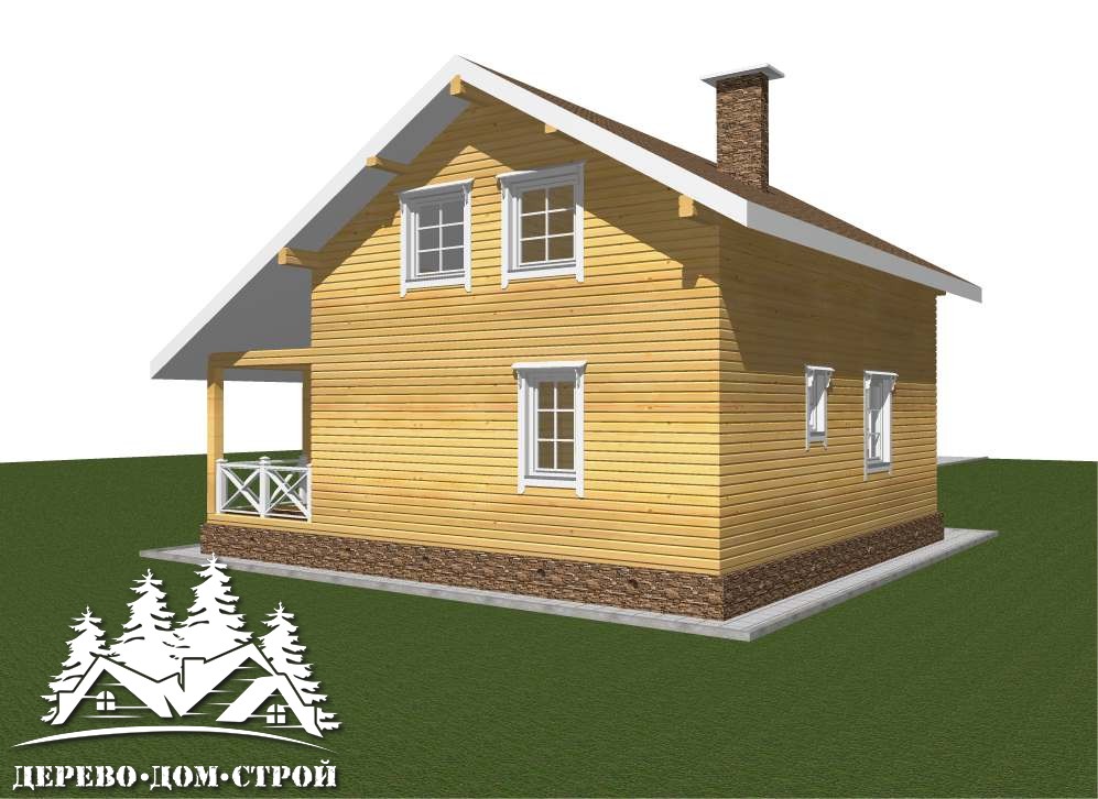 Проект одноэтажного деревянного  дома с мансардой и террасой  из бруса – ДБС 409