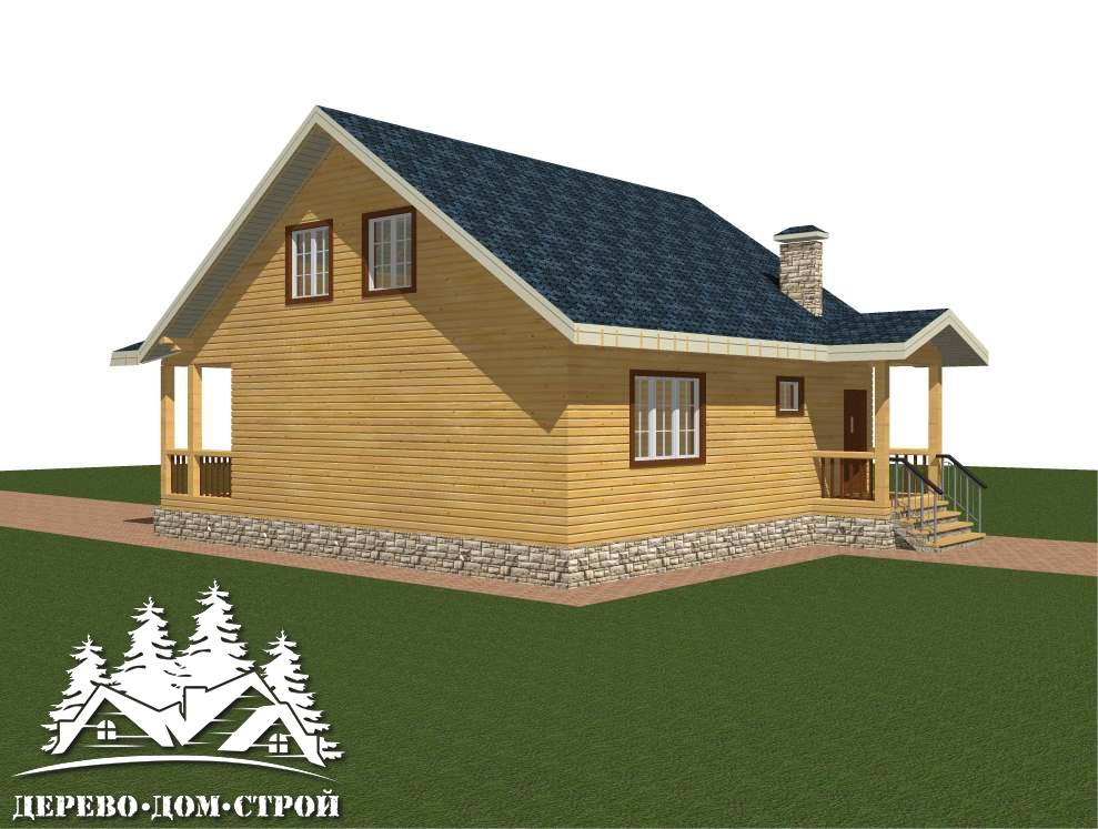 Проект одноэтажного деревянного  дома с мансардой из бруса – ДБС 382