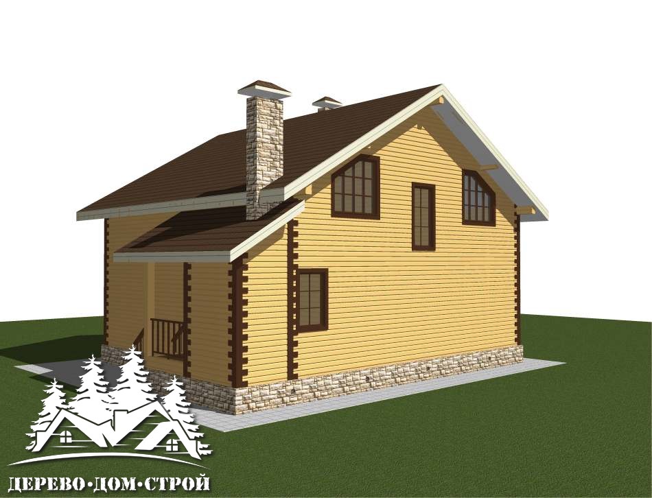 Проект одноэтажного деревянного  дома с мансардой и террасой  из бруса – ДБС 394