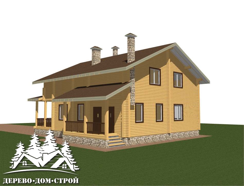 Проект одноэтажного деревянного дома с мансардой и террасой из бруса – ДПБ 396