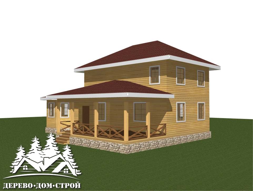 Проект одноэтажного деревянного  дома с мансардой и террасой  из бруса – ДБС 383
