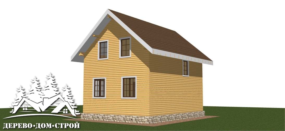 Проект одноэтажного деревянного  дома с мансардой из бруса – ДБС 404