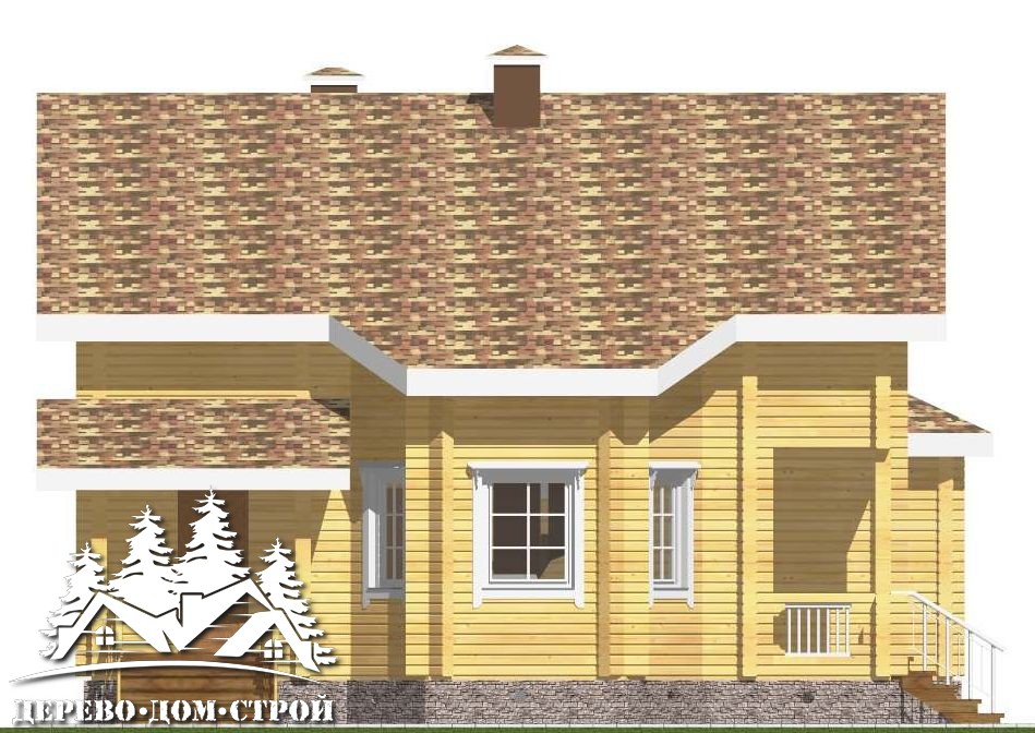 Проект одноэтажного деревянного  дома с мансардой и террасой  из бруса – ДБС 406