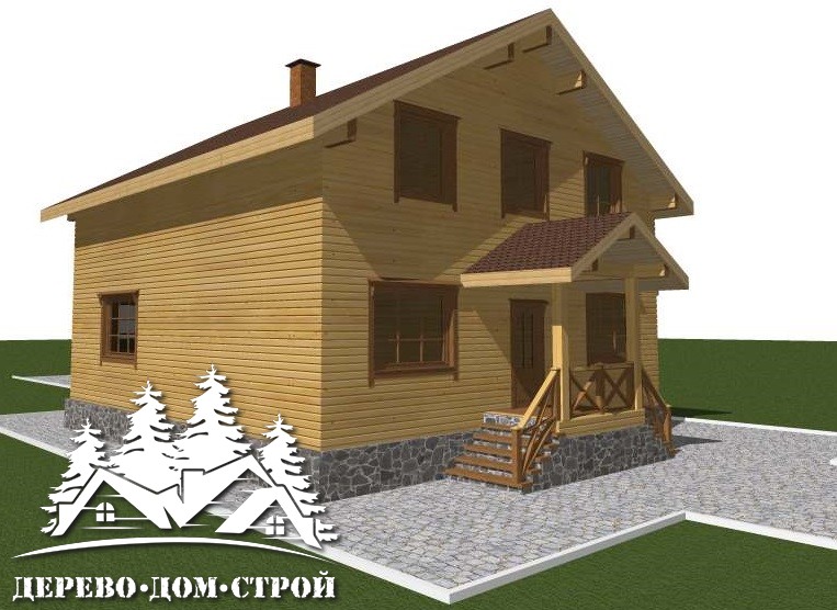 Проект одноэтажного деревянного дома с мансардой и террасой из бруса – ДПБ 385