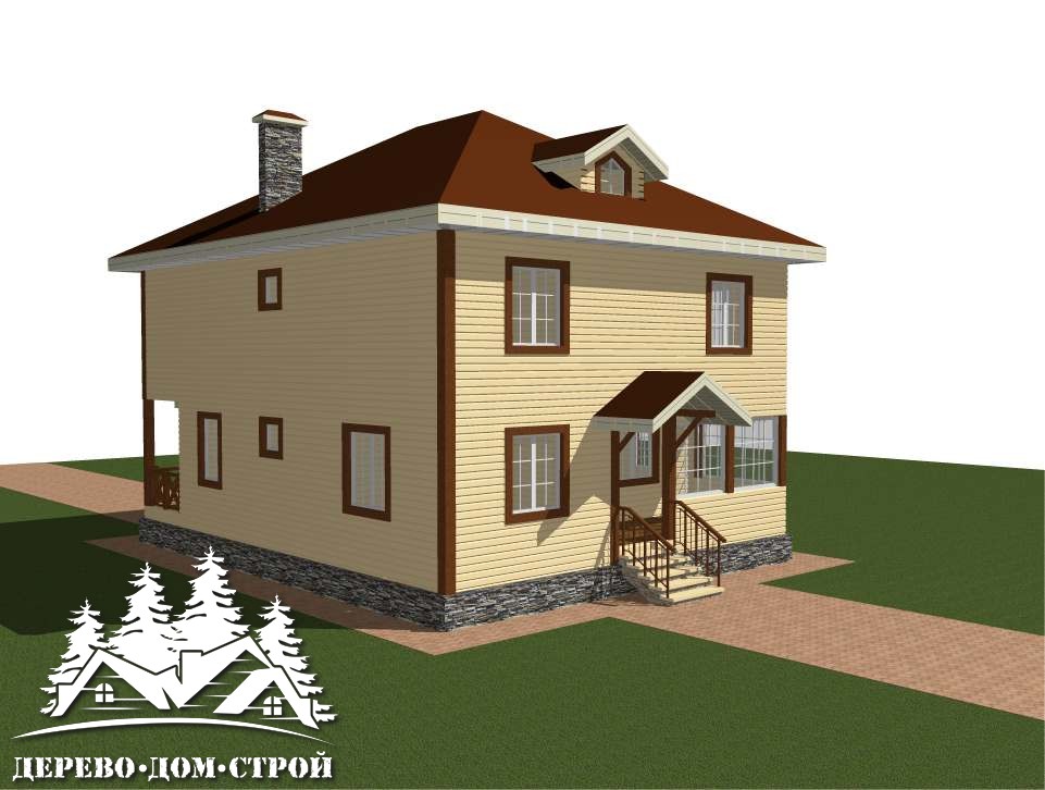 Проект одноэтажного деревянного дома с мансардой и верандой из бруса – ДПБ 389